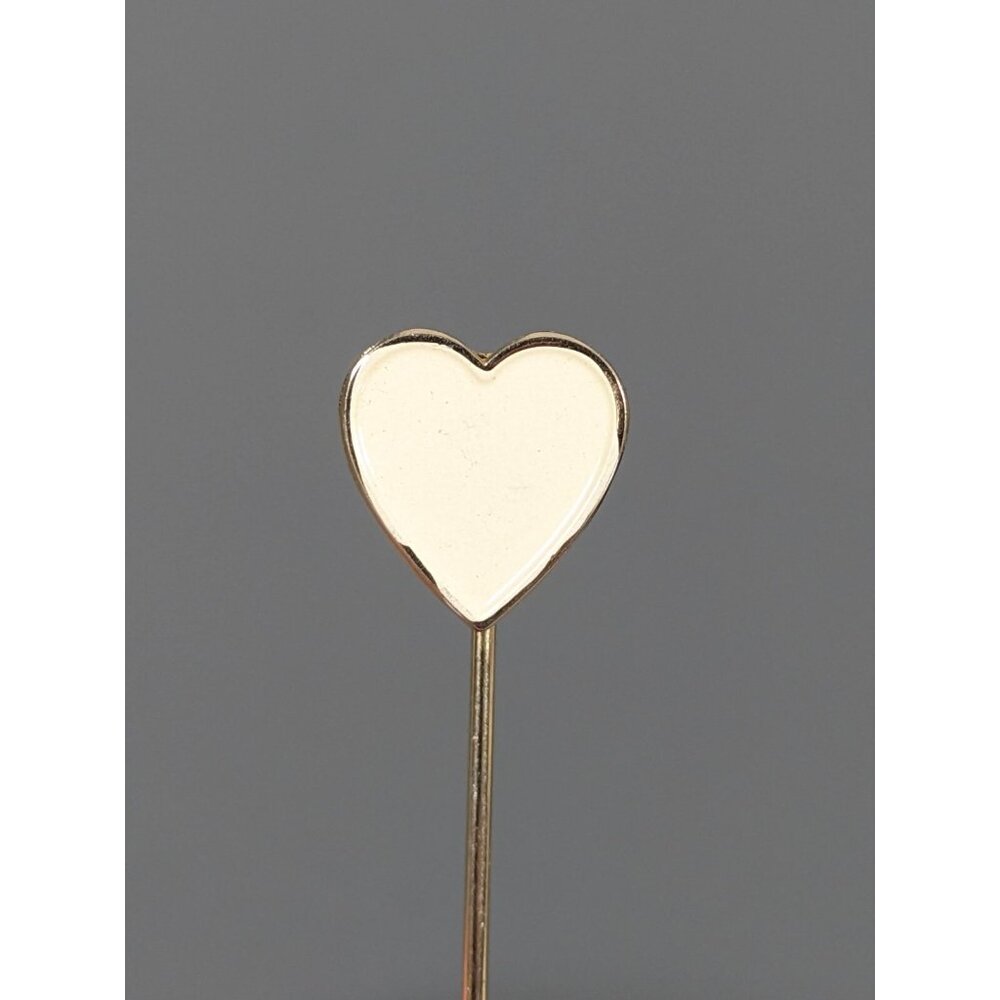 Vintage Cream Color Heart Gold Tone Stick Pin Classic Retro